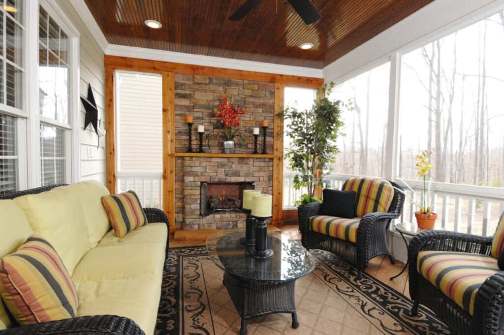 Screened in Porch Builders Madison WI Porch with Fireplace