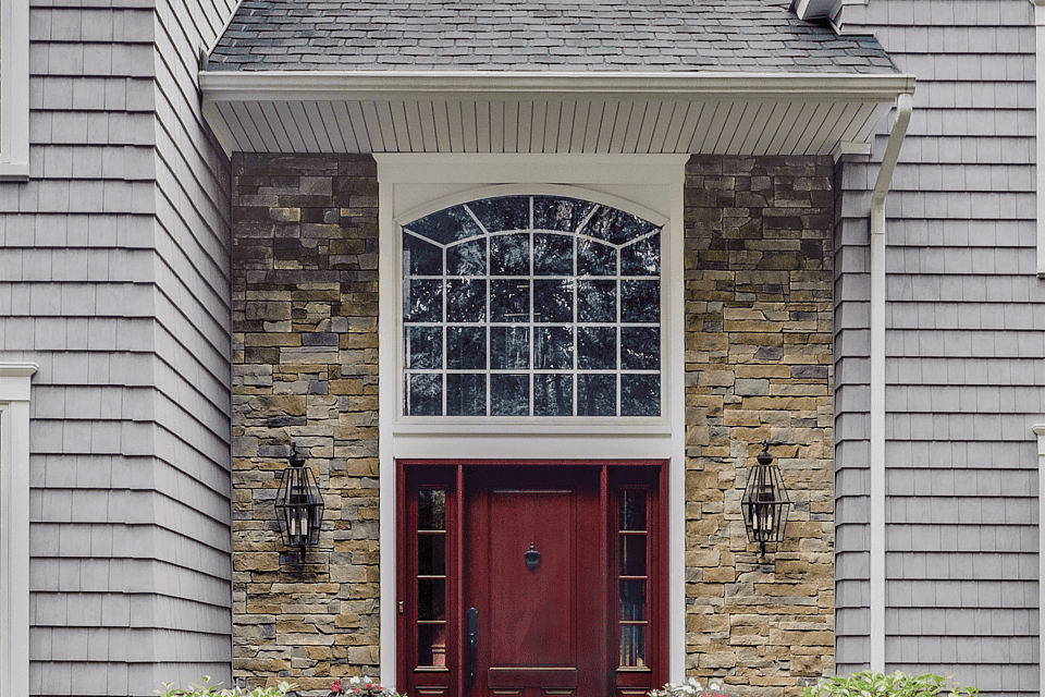 Stone Facade Pocono Autumn Siding Contractor Madison WI